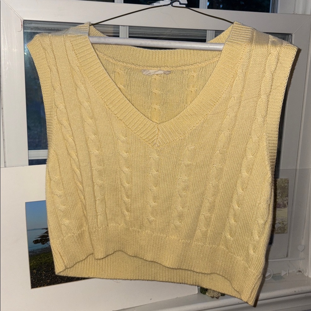 Altar'd State Soft Yellow Knit Sweater Vest